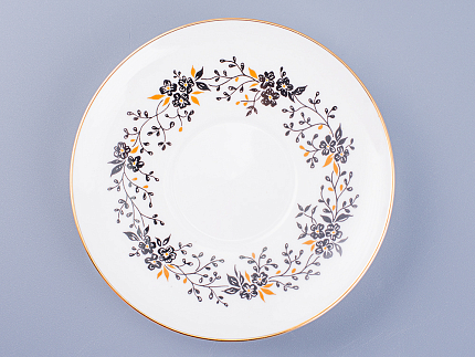 Чашка с блюдцем кофейная 155 мл.,  форма Волна, рисунок Тонкие веточки арт. 81.14403.00.1