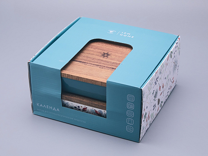 Набор для запекания с деревянной крышкой (2 предмета) в подарочной упаковке, форма Стандартная, рисунок Календа, арт 42.00075.00.1