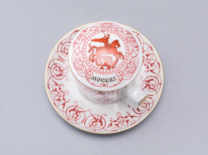 Бокал с блюдцем и крышкой 380 мл, форма Снежное утро, рисунок Сувенир Московский, арт. 81.34815.00.1, 