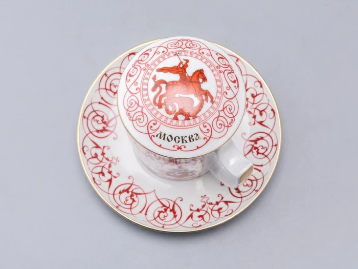 Бокал с блюдцем и крышкой 380 мл, форма Снежное утро, рисунок Сувенир Московский, арт. 81.34815.00.1, 