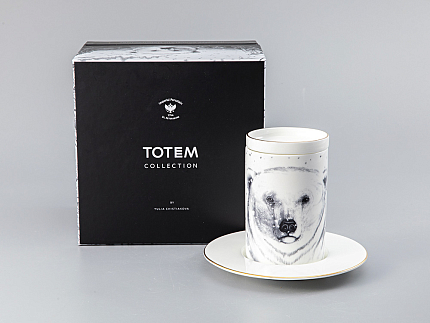 Бокал с блюдцем Тотем в подарочной упаковке, рисунок Медведь арт. 81.28376.00.1