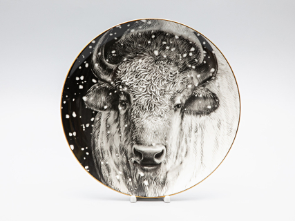 Декоративная тарелка 300 мм в подарочной упаковке, форма Эллипс - 2 рисунок Тотем.Бизон, арт. 81.28919.00.1, 