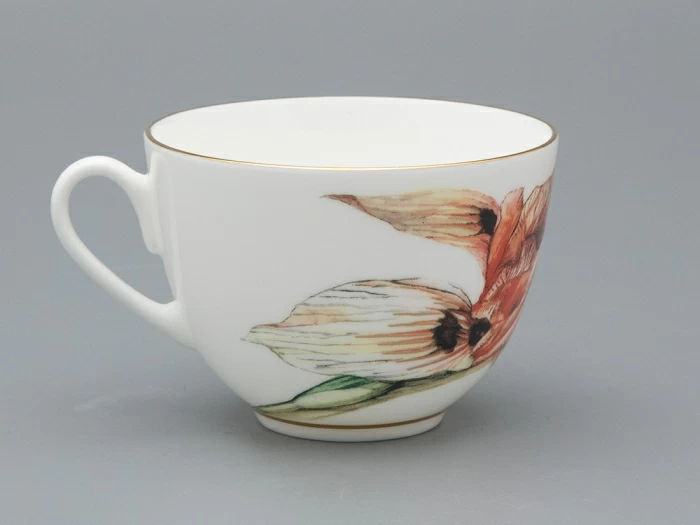 Чашка с блюдцем L’Art des Fleurs (Искусство цветов) в подарочной упаковке, форма Весенняя 2, рисунок Тигровый ирис, арт 81.33404.00.1, 