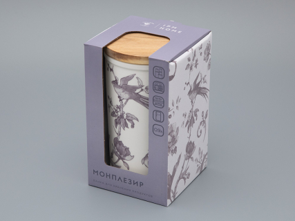 Банка с деревянной крышкой (высокая) форма Стандартная, рисунок Monplaisir Violet, в упаковке, арт 42.00061.00.1, 