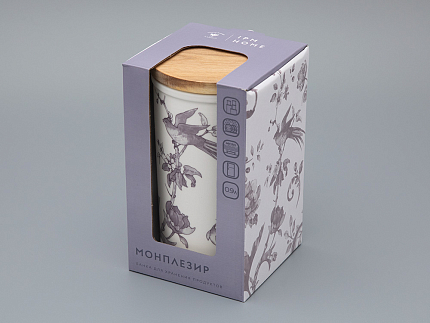 Банка с деревянной крышкой (высокая) форма Стандартная, рисунок Monplaisir Violet, в упаковке, арт 42.00061.00.1