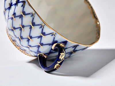 Чашка с блюдцем чайная 250 мл форма Тюльпан рисунок Кобальтовая сетка арт. 81.10105.00.1