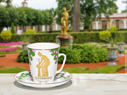 Чашка с блюдцем 165 мл, форма Майская, рисунок Фонтан Нимфа и Данаида, арт. 81.34935.00.1