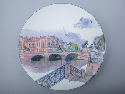 Декоративная тарелка 195 мм форма Эллипс рисунок Санкт-Петербург.Аничков мост арт. 80.88386.00.1, 