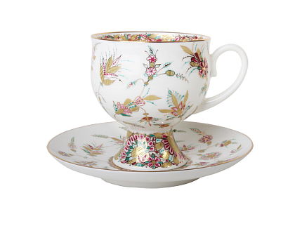 Чашка с блюдцем кофейная 160 мл.,  форма Классическая-2, рисунок Золотые ветви арт. 81.13873.00.1