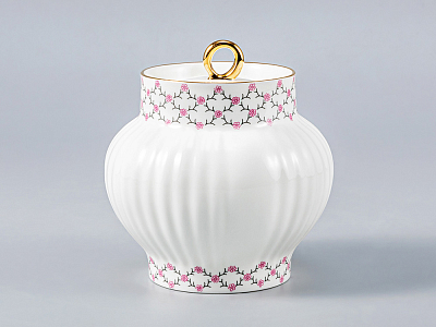 Сахарница форма Волна рисунок Розовая сетка 390 мл, арт.  80.09276.00.1