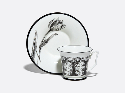 Подарочный набор чашка с блюдцем, форма Юлия рисунок Сысоев Волшебный сад IV арт. 81.30915.00.1