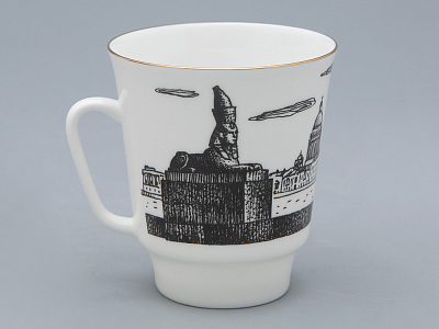 Чашка с блюдцем 165 мл форма Майская рисунок Русские писатели Ахматова, арт. 81.32129.00.1