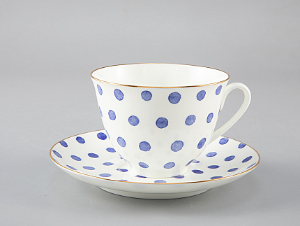 Чашка с блюдцем чайная форма Весенняя рисунок Polka dot арт. 81.28727.00.1