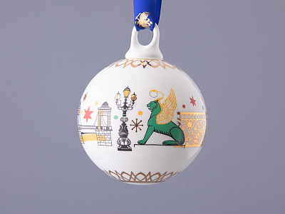 Подарочный набор Ёлочных украшений, форма Шар с петелькой, рисунок Рождественский Петербург, арт. 81.32760.00.1