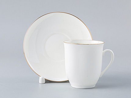 Чашка с блюдцем кофейная 180 мл.,  форма Росинка,  рисунок Золотой кантик арт. 81.14203.00.1