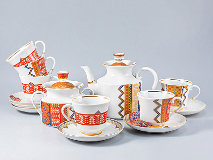 Сервиз чайный форма Банкетная рисунок Русский стиль, 6 персон 14 предметов, арт. 81.28339.00.1