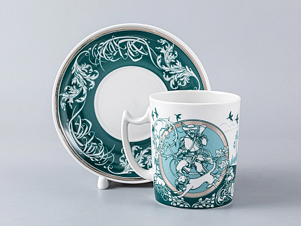 Подарочный набор (бокал/блюдце) форма Снежное утро рисунок  Мужские истории. Охота, арт. 81.28430.00.1