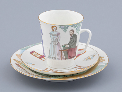 Трехпредметный комплект 165 мл форма Майская рисунок Чайка, арт. 81.31868.00.1