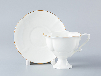 Чашка с блюдцем кофейная 120 мл.,  форма Наташа, рисунок Золотая лента арт. 81.20694.00.1