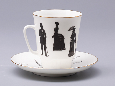 Чашка с блюдцем 165 мл форма Майская рисунок Русские писатели Чехов, арт. 81.31160.00.1