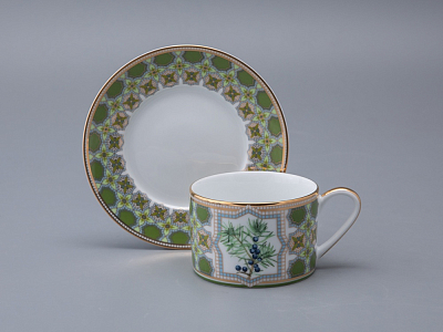 Чашка с блюдцем 250 мл в подарочной упаковке форма Соло рисунок Можжевельник ароматный, арт. 81.33953.00.1