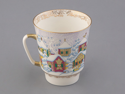 Чашка с блюдцем 165 мл форма Майская рисунок Зимний день, арт. 81.10375.00.1