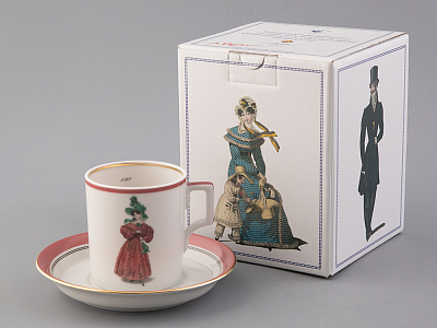 Чашка с блюдцем чайная 220 мл форма Гербовая рисунок Modes de Paris 1827 арт. 81.25413.00.1