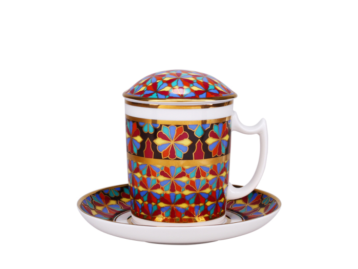 Бокал с блюдцем и с крышкой 380 мл форма Снежное утро рисунок Готический 1 арт. 81.25191.00.1, 