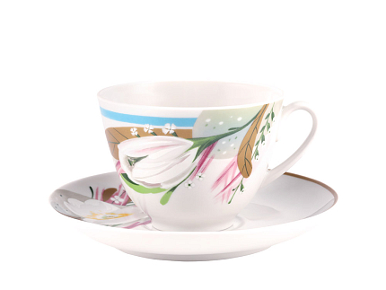 Трехпредметный комплект чайный 230 мл форма Весенняя рисунок Аромат весны арт. 81.28356.00.1