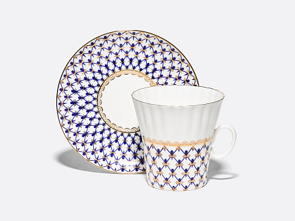 Чашка с блюдцем кофейная 175 мл.,  форма Одуванчик, рисунок Кобальтовая сетка арт. 81.14570.00.1