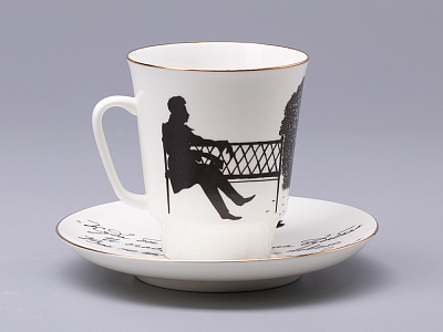 Чашка с блюдцем 165 мл форма Майская рисунок Русские писатели Пушкин, арт. 81.31157.00.1