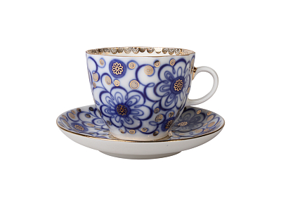 Чашка с блюдцем кофейная 140 мл.,  форма Тюльпан,  рисунок Вьюнок арт. 81.10109.00.1