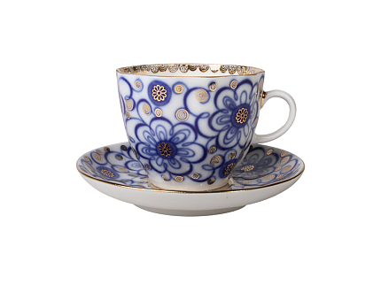 Чашка с блюдцем кофейная 140 мл.,  форма Тюльпан,  рисунок Вьюнок арт. 81.10109.00.1