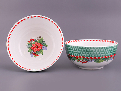 Набор салатников 2шт 190 мм, форма Восточная, рисунок Зимняя история арт. 81.11372.00.1