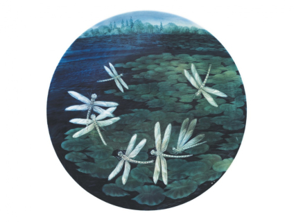 Блюдо декоративное 450 мм форма Круглая рисунок Стрекозы. Озеро арт. 80.88202.00.1, 