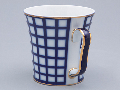 Бокал с блюдцем Ленинградский Кобальтовая клетка 360 мл арт. 81.17615.00.1