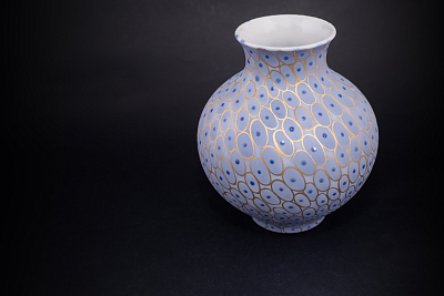 Ваза Голубая, на форме Русская, арт 60.16394.00.1