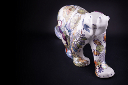 Скульптура Медведь идущий, большой размер, рисунок Цветущая Арктика 2, арт 62.16342.00.1