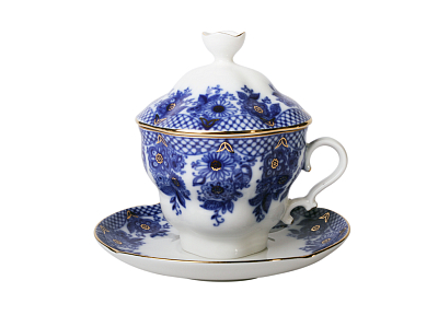 Чашка с блюдцем и с крышкой чайная 250 мл Подарочная-2 Гирлянда арт. 81.14350.00.1