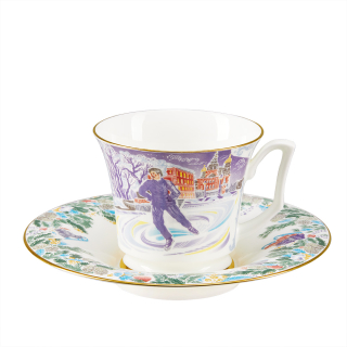 Сервиз чайный форма Юлия рисунок Серебряные коньки, 6 персон 14 предметов арт. 81.29098.00.1, 