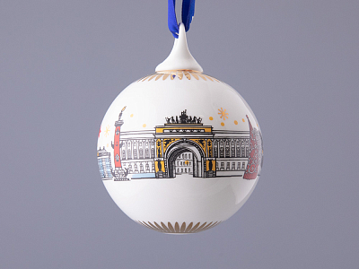 Подарочный набор Ёлочных украшений, форма Шар с петелькой, рисунок Рождественский Петербург, арт. 81.32760.00.1