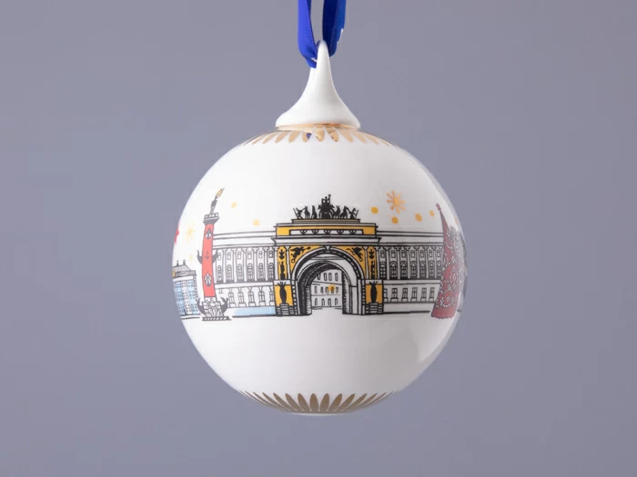 Подарочный набор Ёлочных украшений, форма Шар с петелькой, рисунок Рождественский Петербург, арт. 81.32760.00.1, 