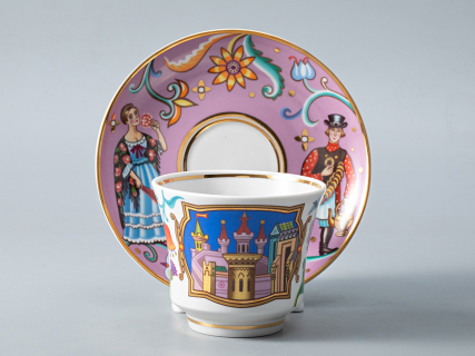 Чашка с блюдцем чайная 220 мл форма Банкетная рисунок Чудоград. Конфеты-бараночки арт. 81.29157.00.1, 