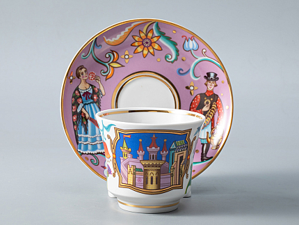 Чашка с блюдцем чайная 220 мл форма Банкетная рисунок Чудоград. Конфеты-бараночки арт. 81.29157.00.1