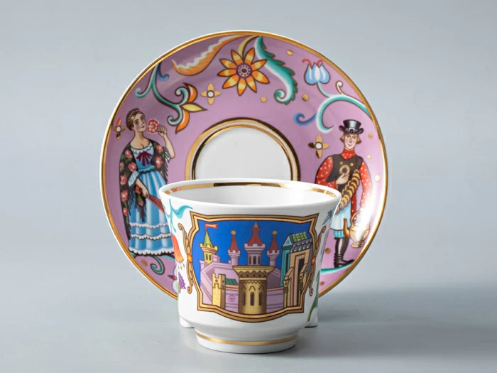 Чашка с блюдцем чайная 220 мл форма Банкетная рисунок Чудоград. Конфеты-бараночки арт. 81.29157.00.1, 