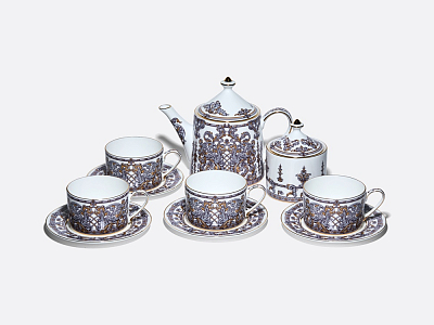 Сервиз чайный на 4 персоны 10 предметов в подарочной упаковке, форма Идиллия рисунок Барокко, арт. 81.34916.00.1