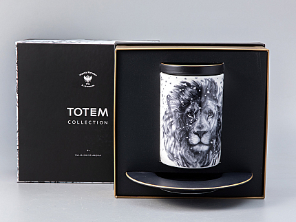 Бокал с блюдцем Тотем в подарочной упаковке, рисунок Лев арт. 81.28375.00.1