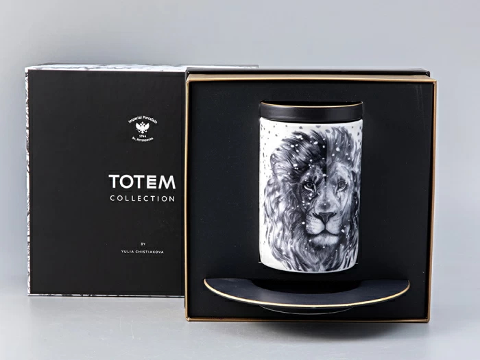 Бокал с блюдцем Тотем в подарочной упаковке, рисунок Лев арт. 81.28375.00.1, 