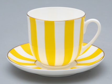 Чашка с блюдцем форма Ландыш рисунок Да и нет (желтый) арт. 81.16678.00.1, 