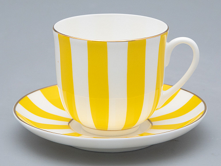 Чашка с блюдцем форма Ландыш рисунок Да и нет (желтый) арт. 81.16678.00.1